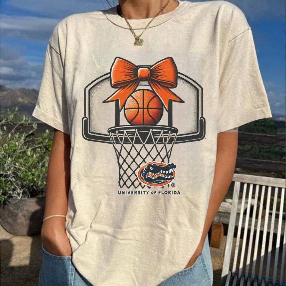 Basketball Net Coquette Bow Basketball Mom Girl Florida University Shirt Tee